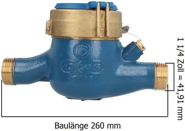 JS Hauswasserzähler Wasserzähler geeicht MNR 1 Zoll DN 25 Q3=10, R80, Baulänge 190 mm  Schlösser