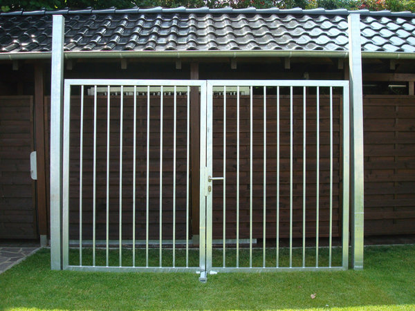Einfahrtstor Hoftor Gartentor 3.00m x 2.00m Stabfüllung Zaun Tor Flügeltor Zink